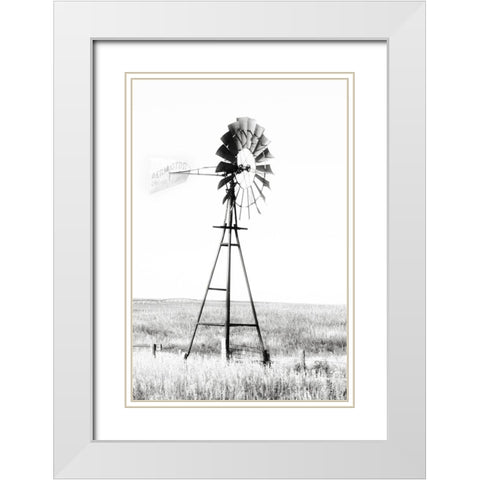 Windmill White Modern Wood Framed Art Print with Double Matting by Pugh, Jennifer