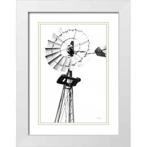 Windmill V White Modern Wood Framed Art Print with Double Matting by Pugh, Jennifer