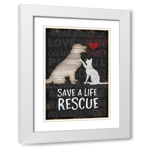 Save a Life - Rescue White Modern Wood Framed Art Print with Double Matting by Pugh, Jennifer