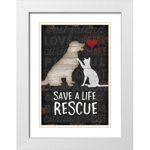 Save a Life - Rescue White Modern Wood Framed Art Print with Double Matting by Pugh, Jennifer