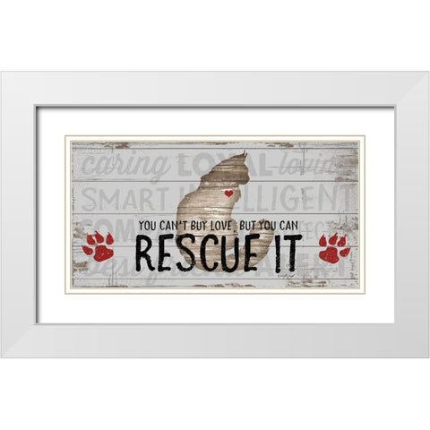 You Cant Buy Love - Cat White Modern Wood Framed Art Print with Double Matting by Pugh, Jennifer