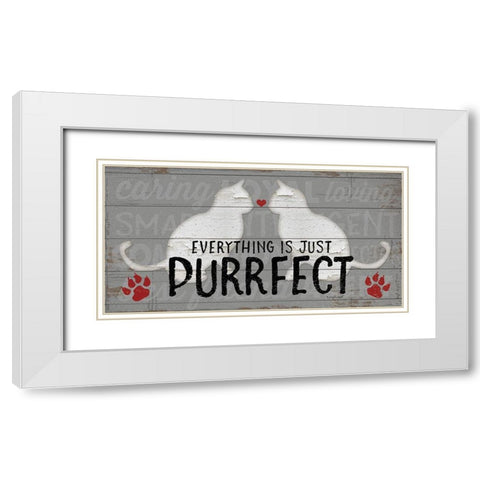 Purrfect White Modern Wood Framed Art Print with Double Matting by Pugh, Jennifer