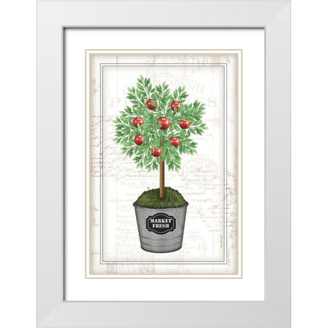 Apple Topiary White Modern Wood Framed Art Print with Double Matting by Pugh, Jennifer