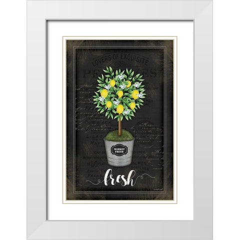 Lemon Topiary White Modern Wood Framed Art Print with Double Matting by Pugh, Jennifer