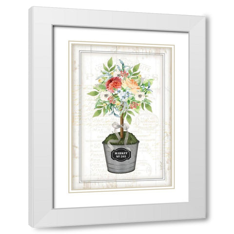 Floral Topiary White Modern Wood Framed Art Print with Double Matting by Pugh, Jennifer