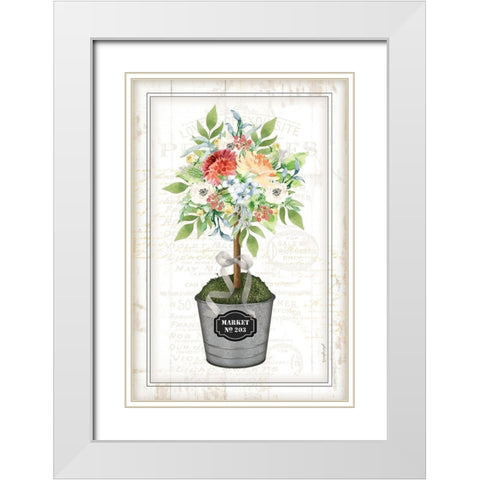Floral Topiary White Modern Wood Framed Art Print with Double Matting by Pugh, Jennifer