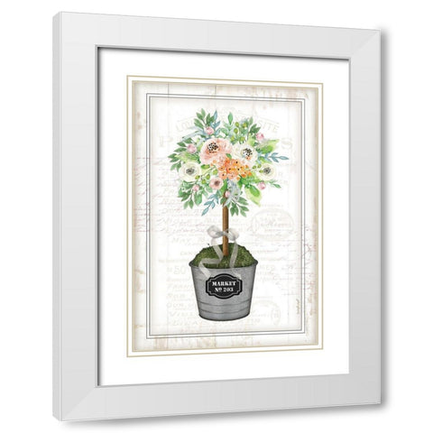 Floral Topiary II White Modern Wood Framed Art Print with Double Matting by Pugh, Jennifer