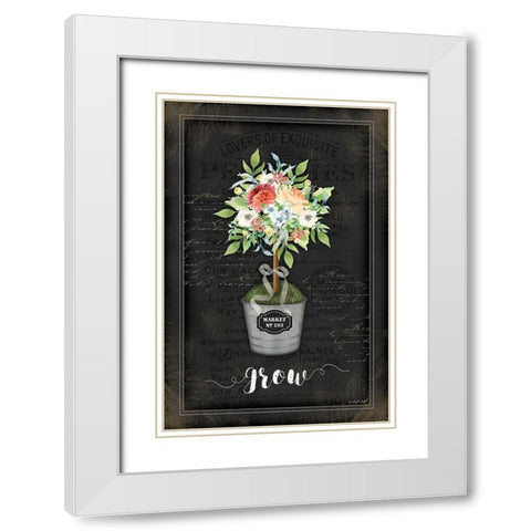 Floral Topiary IV White Modern Wood Framed Art Print with Double Matting by Pugh, Jennifer