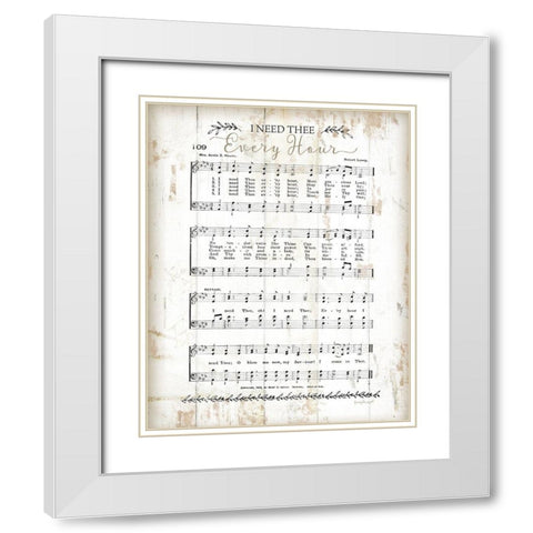 I Need Thee Every Hour White Modern Wood Framed Art Print with Double Matting by Pugh, Jennifer