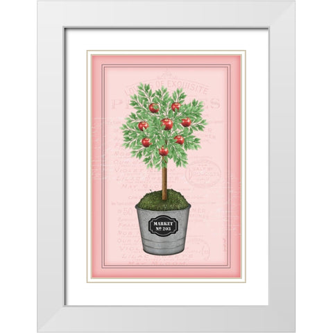 Apple Topiary - Pink White Modern Wood Framed Art Print with Double Matting by Pugh, Jennifer
