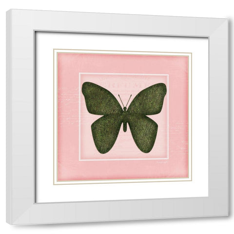 Butterfly - Pink White Modern Wood Framed Art Print with Double Matting by Pugh, Jennifer