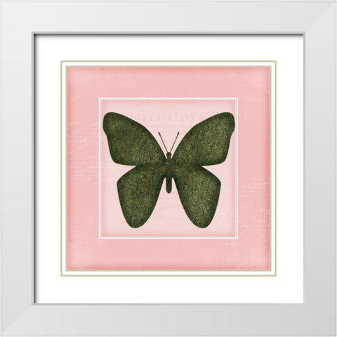 Butterfly - Pink White Modern Wood Framed Art Print with Double Matting by Pugh, Jennifer