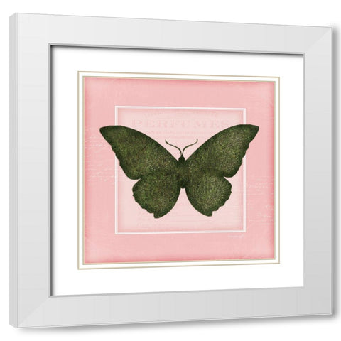 Butterfly II - Pink White Modern Wood Framed Art Print with Double Matting by Pugh, Jennifer