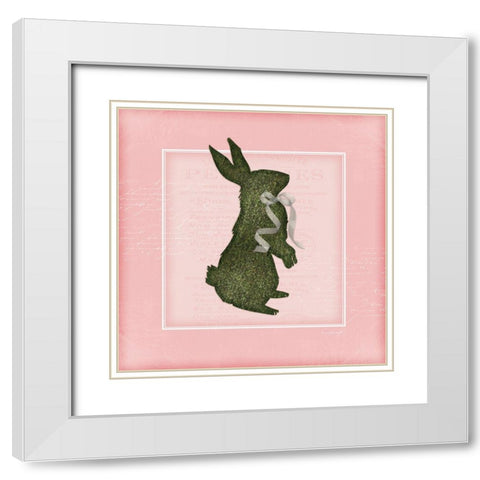 Bunny - Pink White Modern Wood Framed Art Print with Double Matting by Pugh, Jennifer