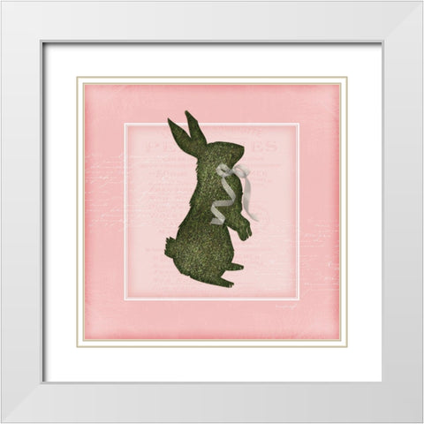 Bunny - Pink White Modern Wood Framed Art Print with Double Matting by Pugh, Jennifer