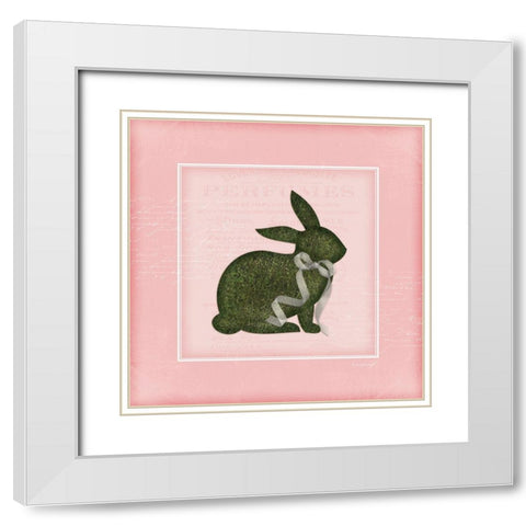 Bunny II - Pink White Modern Wood Framed Art Print with Double Matting by Pugh, Jennifer