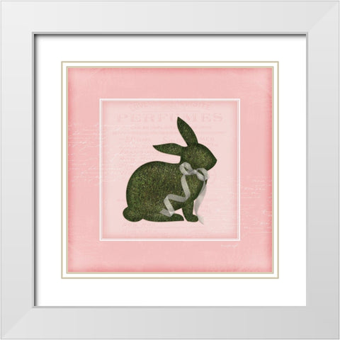 Bunny II - Pink White Modern Wood Framed Art Print with Double Matting by Pugh, Jennifer
