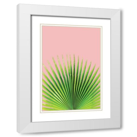 Pink Palm I White Modern Wood Framed Art Print with Double Matting by Pugh, Jennifer