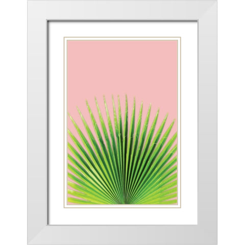 Pink Palm I White Modern Wood Framed Art Print with Double Matting by Pugh, Jennifer