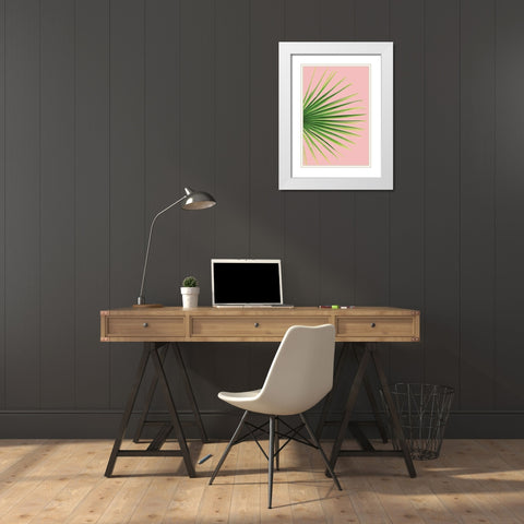 Pink Palm III White Modern Wood Framed Art Print with Double Matting by Pugh, Jennifer