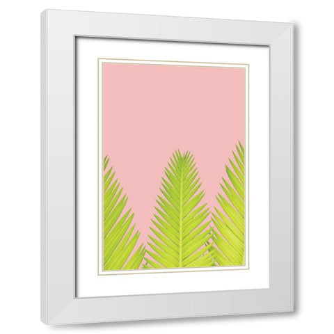 Pink Palm IV White Modern Wood Framed Art Print with Double Matting by Pugh, Jennifer