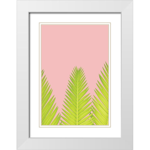 Pink Palm IV White Modern Wood Framed Art Print with Double Matting by Pugh, Jennifer