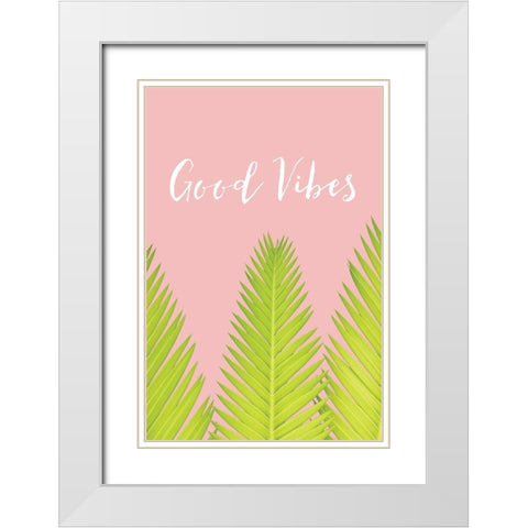 Good Vibes White Modern Wood Framed Art Print with Double Matting by Pugh, Jennifer