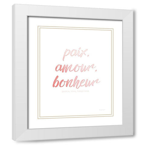 Paix Amour Bonheur White Modern Wood Framed Art Print with Double Matting by Pugh, Jennifer