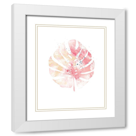 Pink Leaf II White Modern Wood Framed Art Print with Double Matting by Pugh, Jennifer
