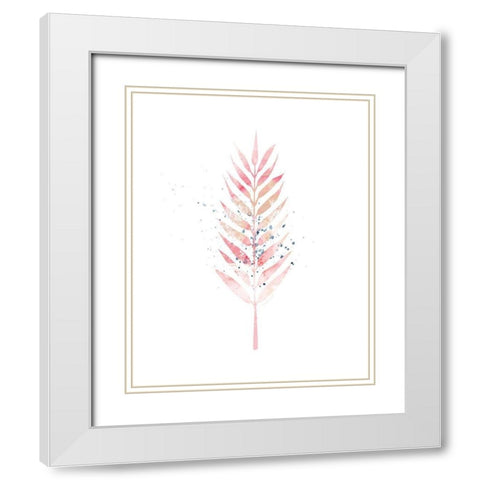 Pink Leaf III White Modern Wood Framed Art Print with Double Matting by Pugh, Jennifer