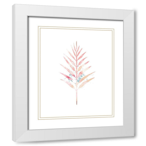Pink Leaf IV White Modern Wood Framed Art Print with Double Matting by Pugh, Jennifer