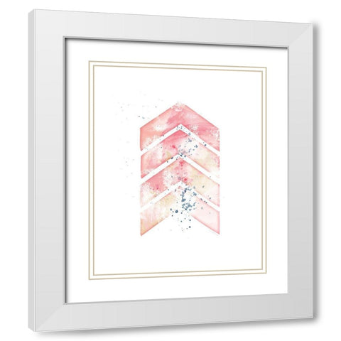 Pink Geometric Arrow White Modern Wood Framed Art Print with Double Matting by Pugh, Jennifer