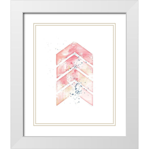 Pink Geometric Arrow White Modern Wood Framed Art Print with Double Matting by Pugh, Jennifer