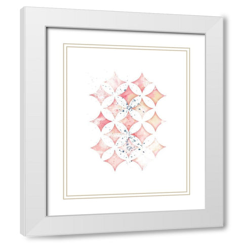 Pink Geometric Diamonds White Modern Wood Framed Art Print with Double Matting by Pugh, Jennifer