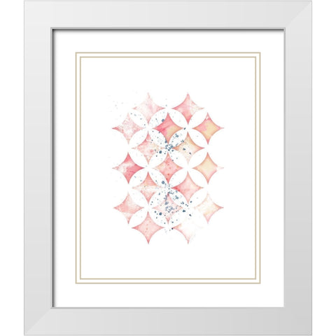 Pink Geometric Diamonds White Modern Wood Framed Art Print with Double Matting by Pugh, Jennifer