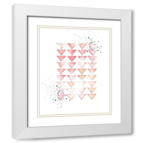 Pink Geometric Triangles White Modern Wood Framed Art Print with Double Matting by Pugh, Jennifer