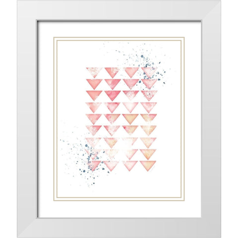 Pink Geometric Triangles White Modern Wood Framed Art Print with Double Matting by Pugh, Jennifer