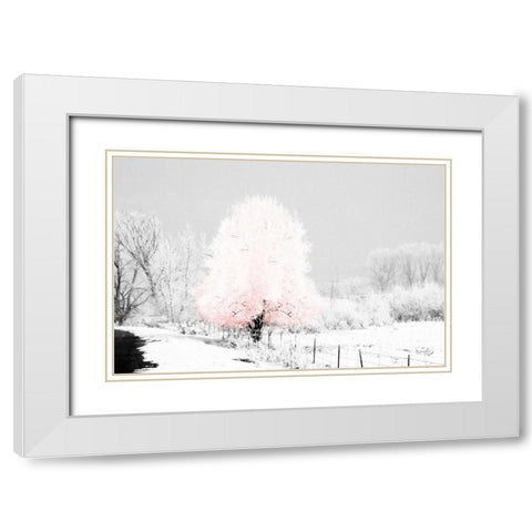 Pink Tree White Modern Wood Framed Art Print with Double Matting by Pugh, Jennifer