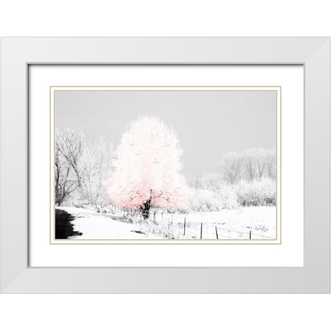 Pink Tree White Modern Wood Framed Art Print with Double Matting by Pugh, Jennifer