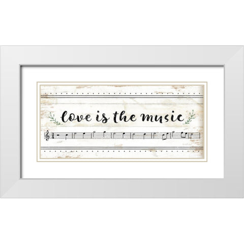 Love is the Music White Modern Wood Framed Art Print with Double Matting by Pugh, Jennifer
