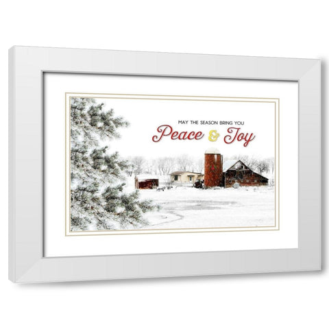 Peace and Joy Barn White Modern Wood Framed Art Print with Double Matting by Pugh, Jennifer