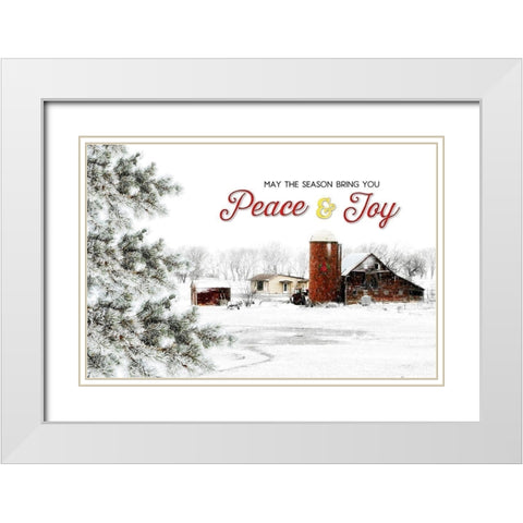 Peace and Joy Barn White Modern Wood Framed Art Print with Double Matting by Pugh, Jennifer