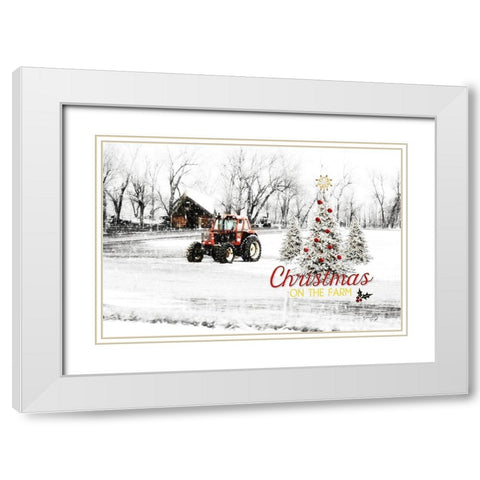 Christmas on the Farm White Modern Wood Framed Art Print with Double Matting by Pugh, Jennifer