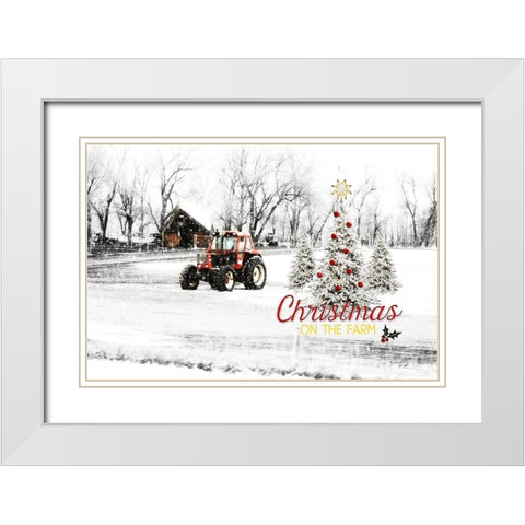 Christmas on the Farm White Modern Wood Framed Art Print with Double Matting by Pugh, Jennifer