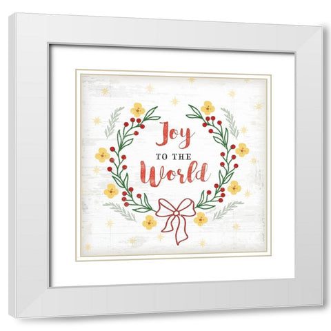 Joy to the World White Modern Wood Framed Art Print with Double Matting by Pugh, Jennifer