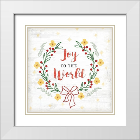 Joy to the World White Modern Wood Framed Art Print with Double Matting by Pugh, Jennifer