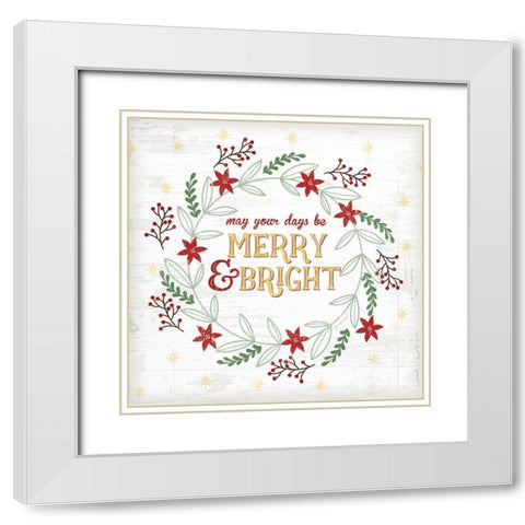 Merry and Bright White Modern Wood Framed Art Print with Double Matting by Pugh, Jennifer