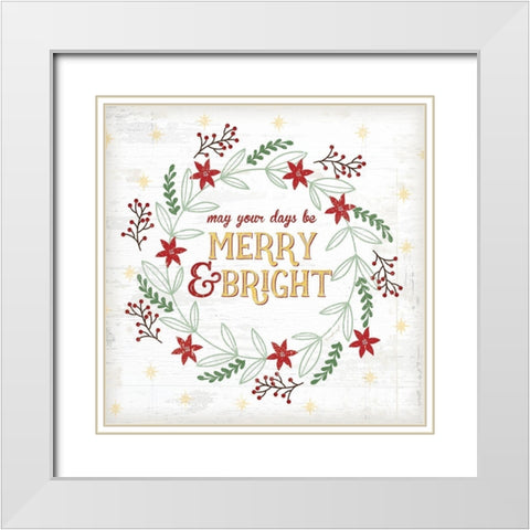 Merry and Bright White Modern Wood Framed Art Print with Double Matting by Pugh, Jennifer