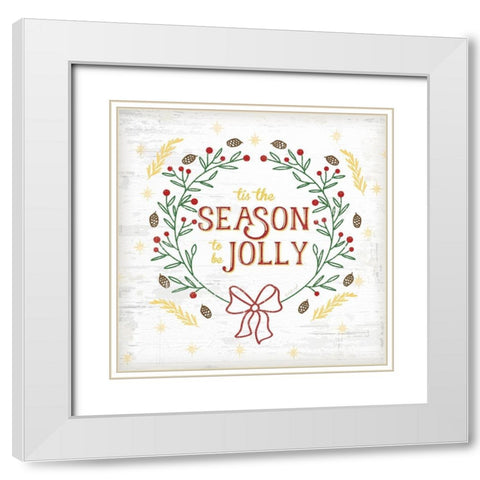 Tis the Season White Modern Wood Framed Art Print with Double Matting by Pugh, Jennifer