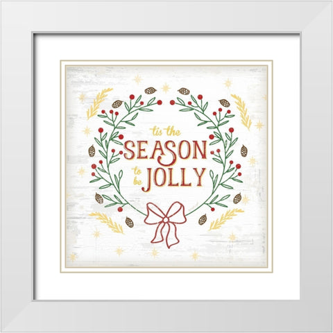 Tis the Season White Modern Wood Framed Art Print with Double Matting by Pugh, Jennifer